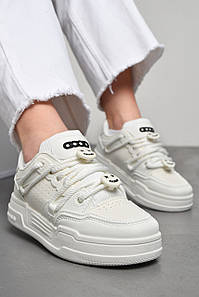 Кросівки жіночі білого кольору на шнурівці уп.6 од. 177490P