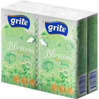Салфетки косметические Grite Blossom Camomile & Lime 3 слоя 10 шт х 4 пачки (4770023349085) p
