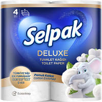 Туалетная бумага Selpak Deluxe Cotton Enriched 3 слоя 4 рулона (8690530046566) g