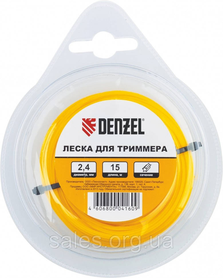 Жилка для тримера трикутна Denzel 1.6 мм х 15 м Жовтий SC, код: 7647300