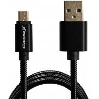 Дата кабель USB 2.0 AM to Micro 5P 1.0m Cu, 2.1A, Black Grand-X (MM-01B) g