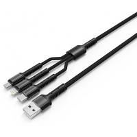 Дата кабель USB 2.0 AM to Lightning + Micro 5P + Type-C 4.0A (20W) ColorWay (CW-CBU3003-GR) g