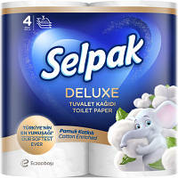 Туалетний папір Selpak Deluxe Cotton Enriched 3 шари 4 рулони (8690530046566) p