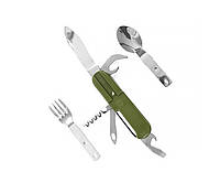 Туристический походный мультитул 7 в 1 нож, вилка, ложка, открывалка, штопор, отвертка, tool.
