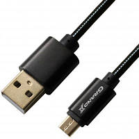 Дата кабель USB 2.0 AM to Micro 5P 1.0m Cu, 2.1A, Black Grand-X (MM-01B) p