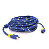 Кабель мультимедийный HDMI to HDMI 10.0m v1.4, OD-8.0mm Blue/Gold Merlion (YT-HDMI(M)/(M)NY/BL-10m) g