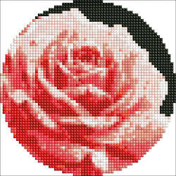 Набір з алмазною мозаїкою "Досконала троянда" на круглому підрамнику з АВ стразами d19см
