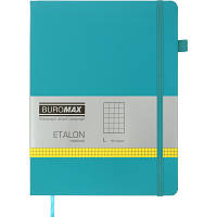 Книга записная Buromax Etalon 190x250 мм 96 листов в клетку обложка из искусственной кожи Бирюзовая