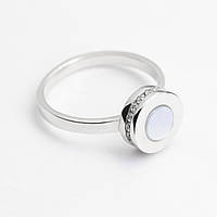 Серебряное кольцо с фианитом и перламутром, Размер 17,0, Вес: 3.4 г