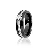 Серебряное кольцо с керамикой и фианитом, Размер 16,5, Вес: 4.3 г