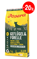 Josera Geflügel & Forelle - Cухой корм с уткой и картофелем для собак с чувствительным пищеварением 12.5кг