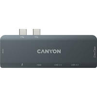 Концентратор Canyon 1*Type C PD100W+2*HDMI+1*USB3.0+1*USB2.0+1*SD+1*TF (CNS-TDS05B) g