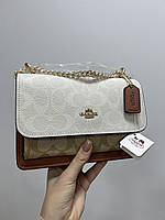 Coach Mini Klare Crossbody in Signature Canvas White Cream 21 х 15 х 8 см женские сумочки и клатчи высокое