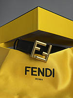 Fendi Black/Gold Leather Belt 100 х 2.5 см высокое качество