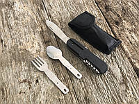 Туристический походный мультитул 7 в 1 нож, вилка, ложка, открывалка, штопор, отвертка, tool.