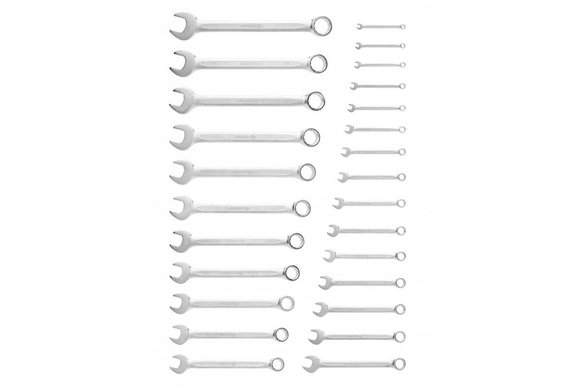 Комплект комбінованих ключів Hogert CrV 6-32 мм із сталі для майстрів (HT1W496-1), фото 1