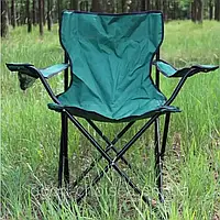 Туристический стул складной с чехлом, до 100 кг, Темно-зеленый / Раскладной стул для рыбалки и пикника