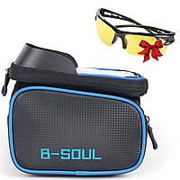 Велосумка на раму B-Soul GA-75 Синяя + Подарок Антибликовые очки / Сумка для велосипеда