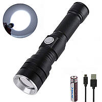 Аккумуляторный фонарь ручной BL-611-P50, с USB / LED фонарик с зумом / Мощный фонарь