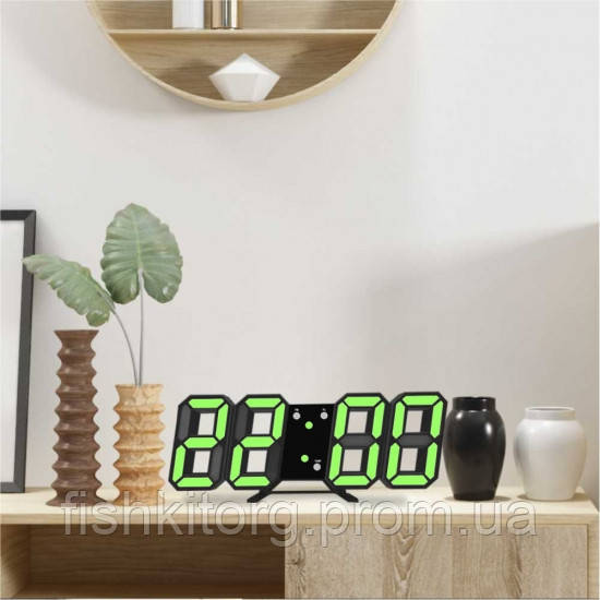 Світлодіодний цифровий годинник Black оclock (зелені цифри) m