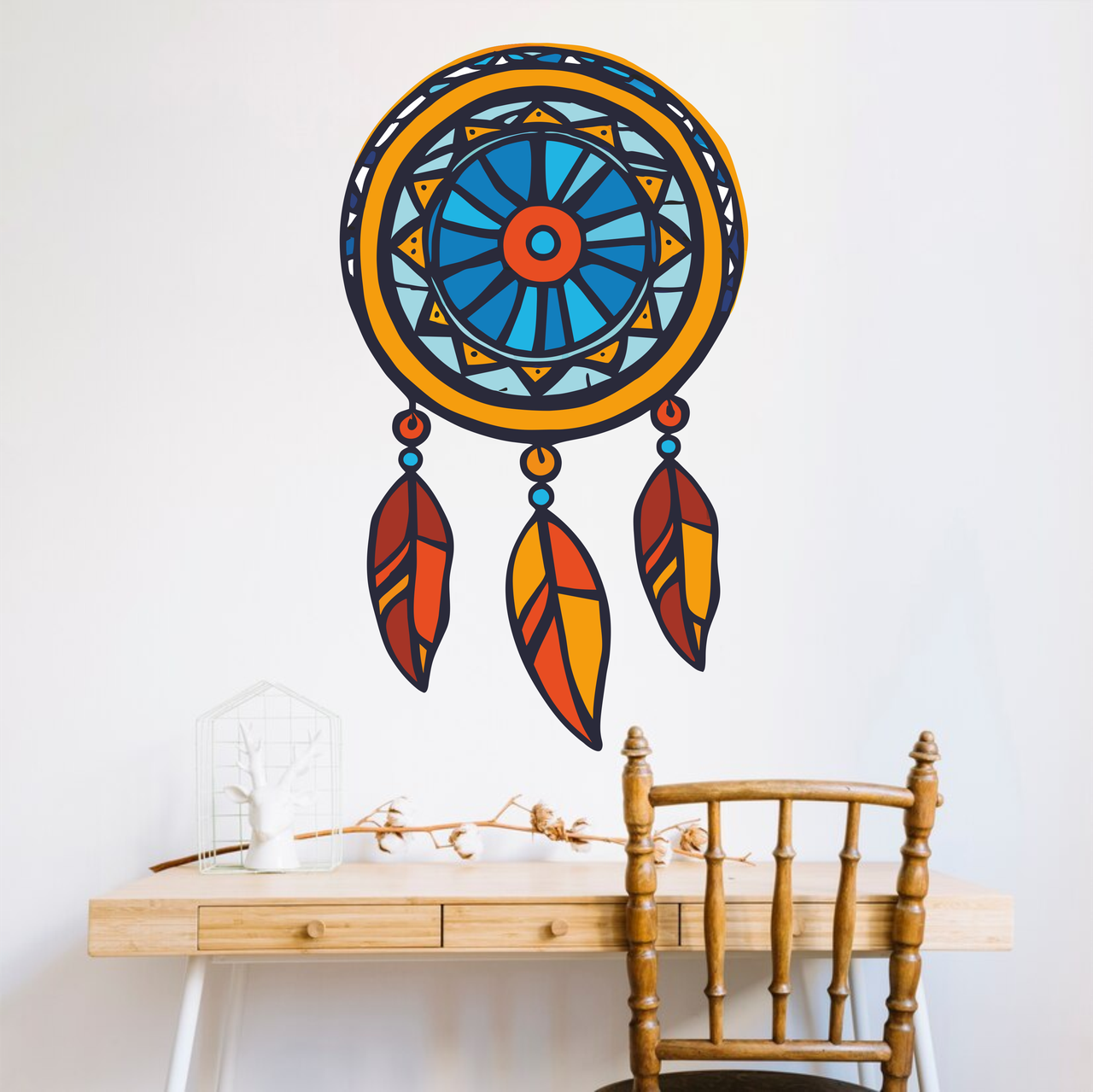 Вінілова інтер'єрна наклейка кольорова декор на стіну "Ловець снів. Boho Kids style. Стиль Бохо Діти" з Оракалу