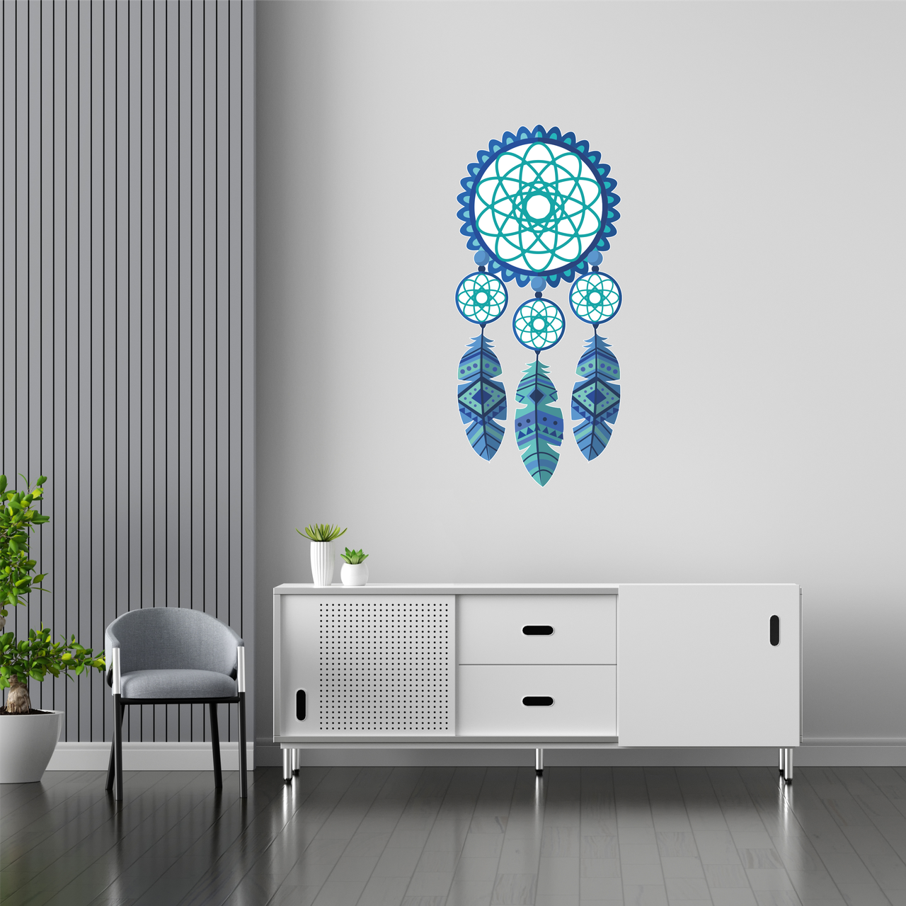 Вінілова інтер'єрна наклейка кольорова декор на стіну "Ловець снів. Boho Kids style. Стиль Бохо Діти" з Оракалу