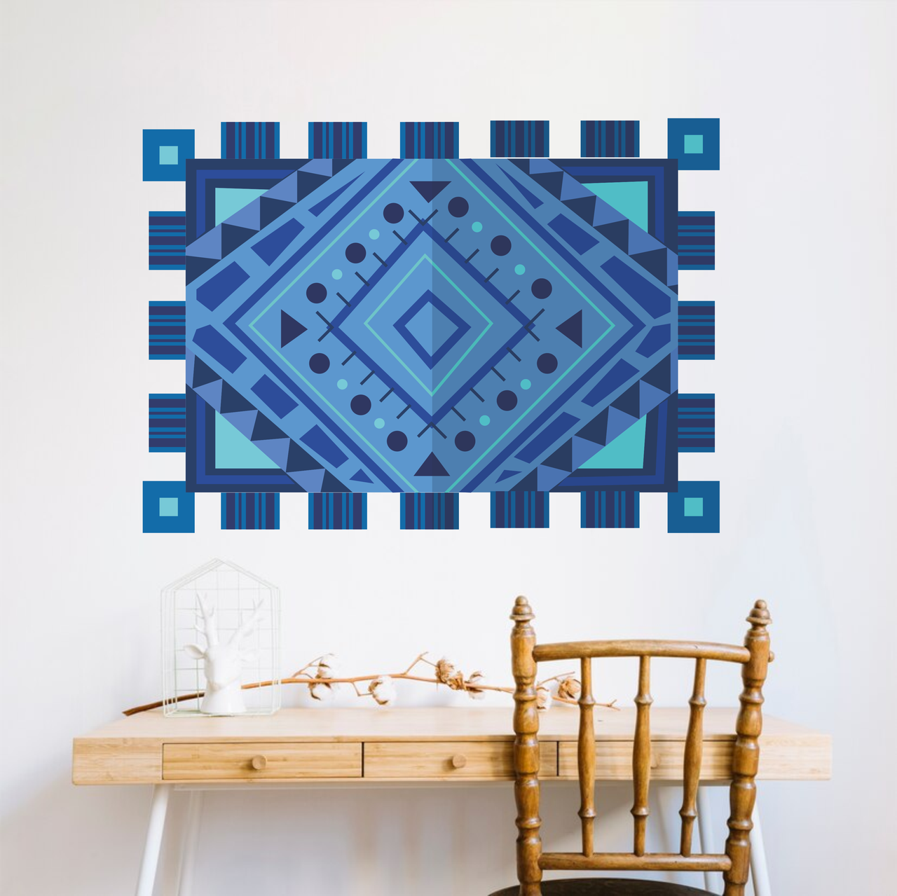 Вінілова інтер'єрна наклейка кольорова декор на стіну "Геометрія. Boho Kids style. Стиль Бохо Діти" з Оракалу