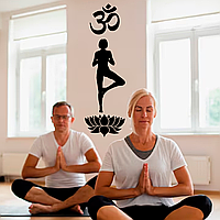 Вінілова інтер'єрна наклейка кольорова декор на стіну (шпалери, фарбу) "Дівчина йог у асані" самоклеюча з Оракалу