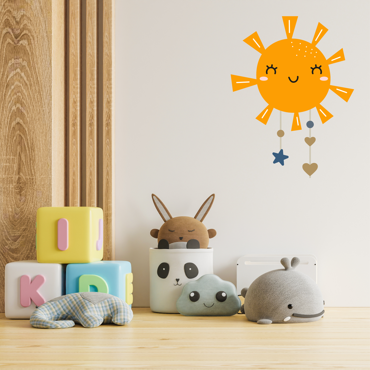 Вінілова інтер'єрна наклейка декор на стіну (шпалери) в дитячу кімнату "Сонце Sun" самоклеюча з Оракалу