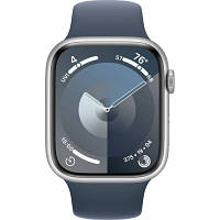 Смарт-часы Apple Watch Series 9 GPS 41mm Silver Aluminium Case with Storm Blue Sport Band - M/L (MR913QP/A) g