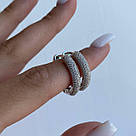 Срібні сережки-конго жіночі круглі з фіанітами "Біллі" (ф. 2,3 см) -925 проби, фото 5