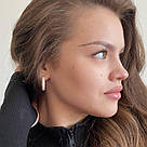 Срібні сережки-конго жіночі круглі з фіанітами "Біллі" (ф. 2,3 см) -925 проби, фото 8