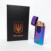 RIO Электрическая и газовая зажигалка Украина с USB-зарядкой HL-432, Юсб зажигалка. Цвет: хамелеон