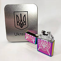 VIO Дуговая электроимпульсная USB зажигалка Украина металлическая коробка HL-446. Цвет: хамелеон