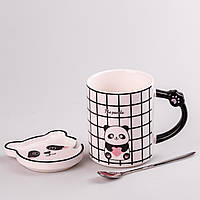 Чашка керамическая The Panda 350мл с блюдцем и ложкой кружка с блюдцем и ложкой