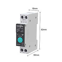 WiFi автоматичний вимикач Tongou 1P 63А DIN однофазний, лічильник кВт/год n