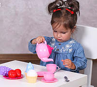 Набір посуду для чаювання 7259 ТехноК чайник чашки блюдця ложки десерти пластикова іграшка для дітей