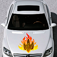 Наклейка цветная виниловая самоклеющаяся декоративная на автомобиль "Герб Украины. Сокол в огне" из оракала