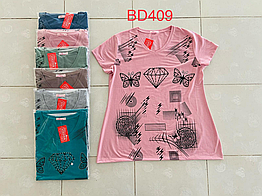 Жіноча котонова футболка НАПIВБАТАЛ (р-ри: 50-58) BD409 (в уп. різні забарвлення) вир-во Китай.