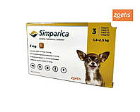 Жувальні таблетки для собак Сімпаріка 5 мг від 1,3 до 2,5 кг, 3 таб