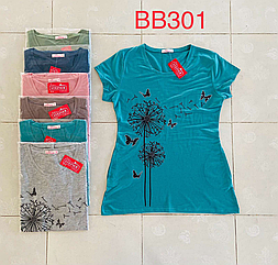 Жіноча котонова футболка НОРМА (р-ри: 48-54) BB301 (в уп. різні забарвлення) вир-во Китай.