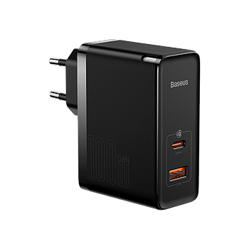 Мережевий зарядний пристрій Baseus GaN5 Pro 2 порта, USB + Type-C 100W Черный (CCGP090201)