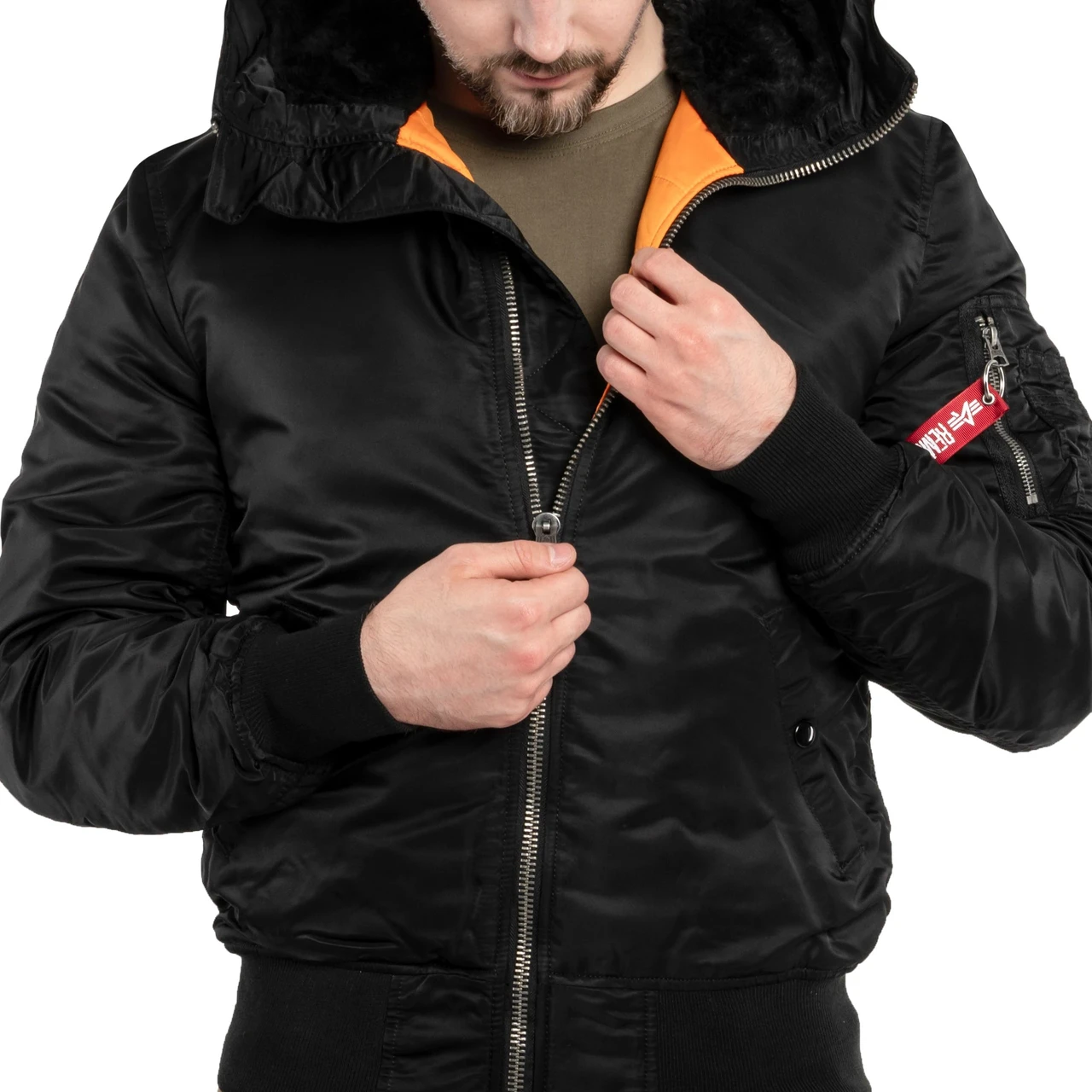 Куртка Alpha Industries MA-1 Hooded - Black - фото 6 - id-p2181451792