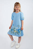 Летнее платье для девочки с коротким рукавом с цветами 104