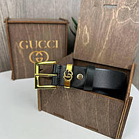 Кожаный женский классический пояс Gucci Качественный черный ремень натуральная кожа цена без коробки Salex