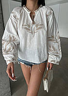 Женская рубашка вышиванка с колосками на рукавах фонариках и на груди (р. 42, 44, 46) 14131065