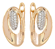 Сережки Xuping Позолота 18K + Родій англійський замок "Овали з цирконієм"