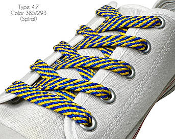 Шнурки для взуття плоскі 100см Жовтий+синій Спіраль 8-10мм поліестер