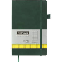 Книга записная Buromax Primo 125x195 мм 96 листов в клетку обложка из искусственной кожи Зеленая