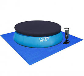 Intex 28110 надувний басейн 244 x 76 см Easy Set з тентом, підстилкою та насосом